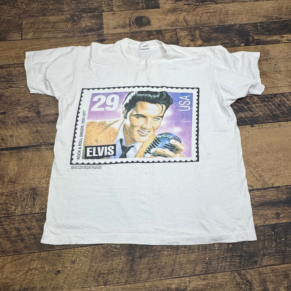 Fruit of the Loom Elvis Presley‎ Stamp Graphic Tee Rock N Roll XL 1992